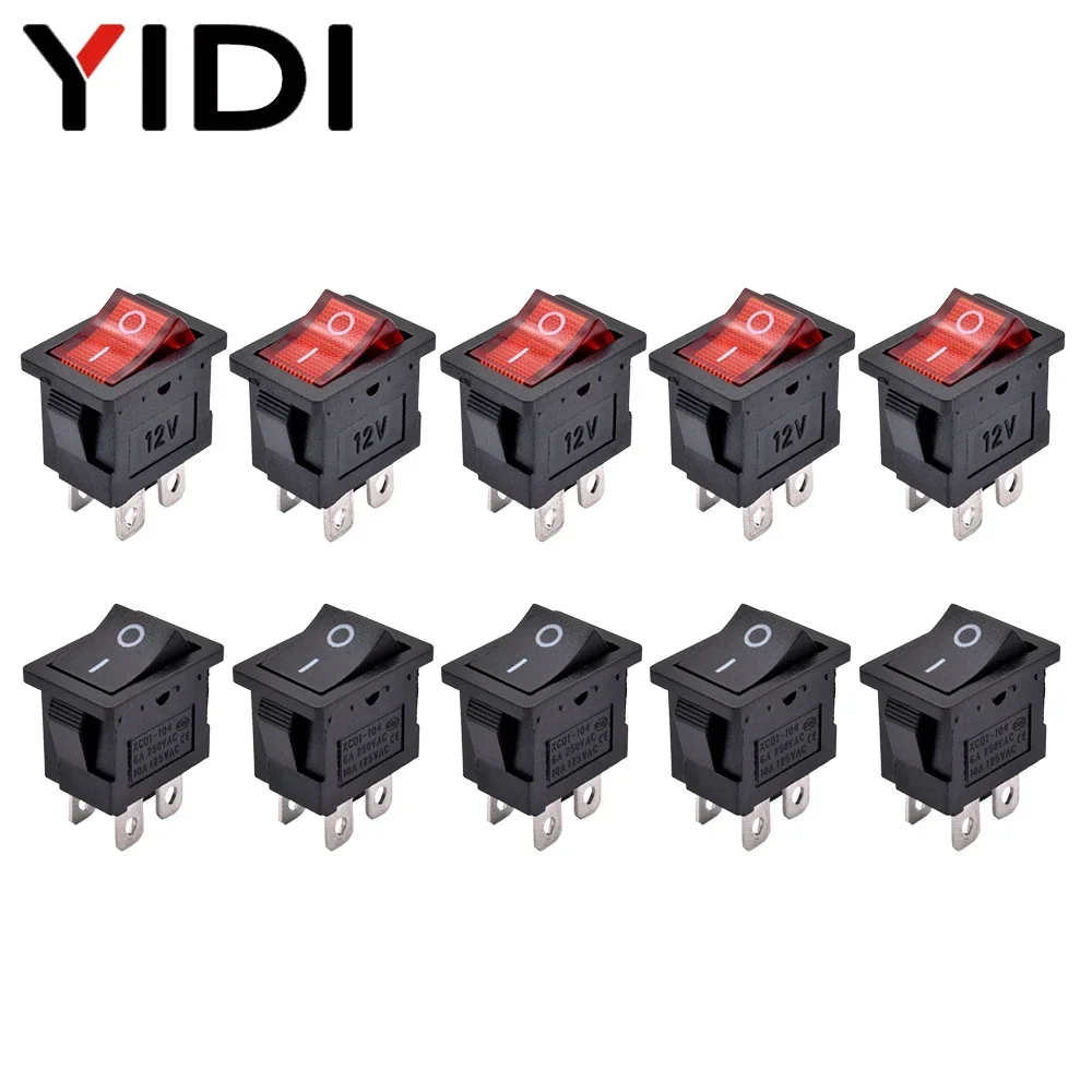 Embroidery Red - 5/10pcs KCD1-104 Power Rocker Switch 4