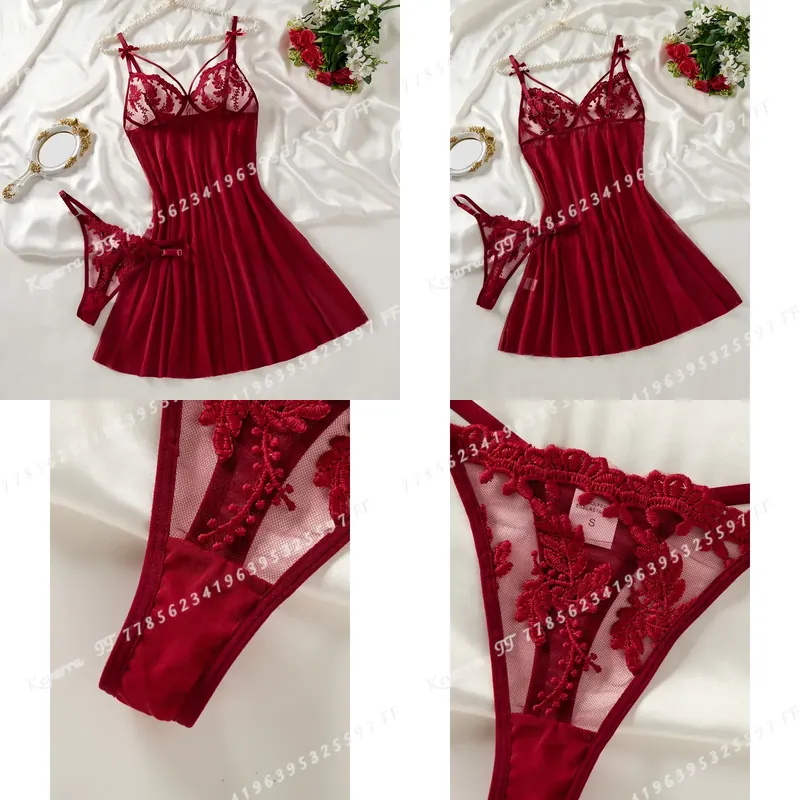 Embroidery Red - Wine Red Women's Country Style Wheat
