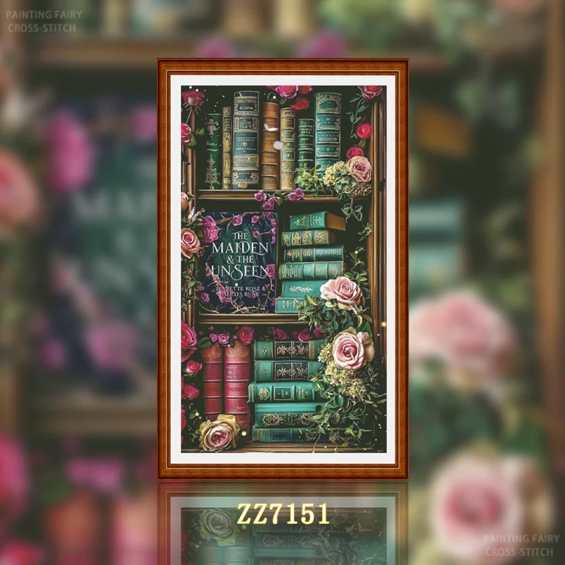 Embroidery Rose Stitch - [ZZ7151-Rose Bookish Fragrance] Stamped Cross Stitch