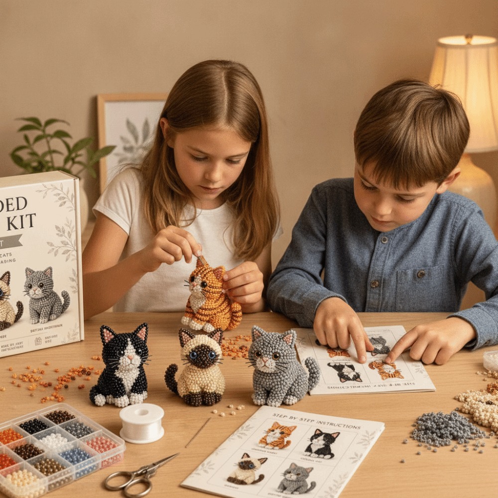 Embroidery Kit Set - Handmade DIY Animal Bead Embroidery Kit