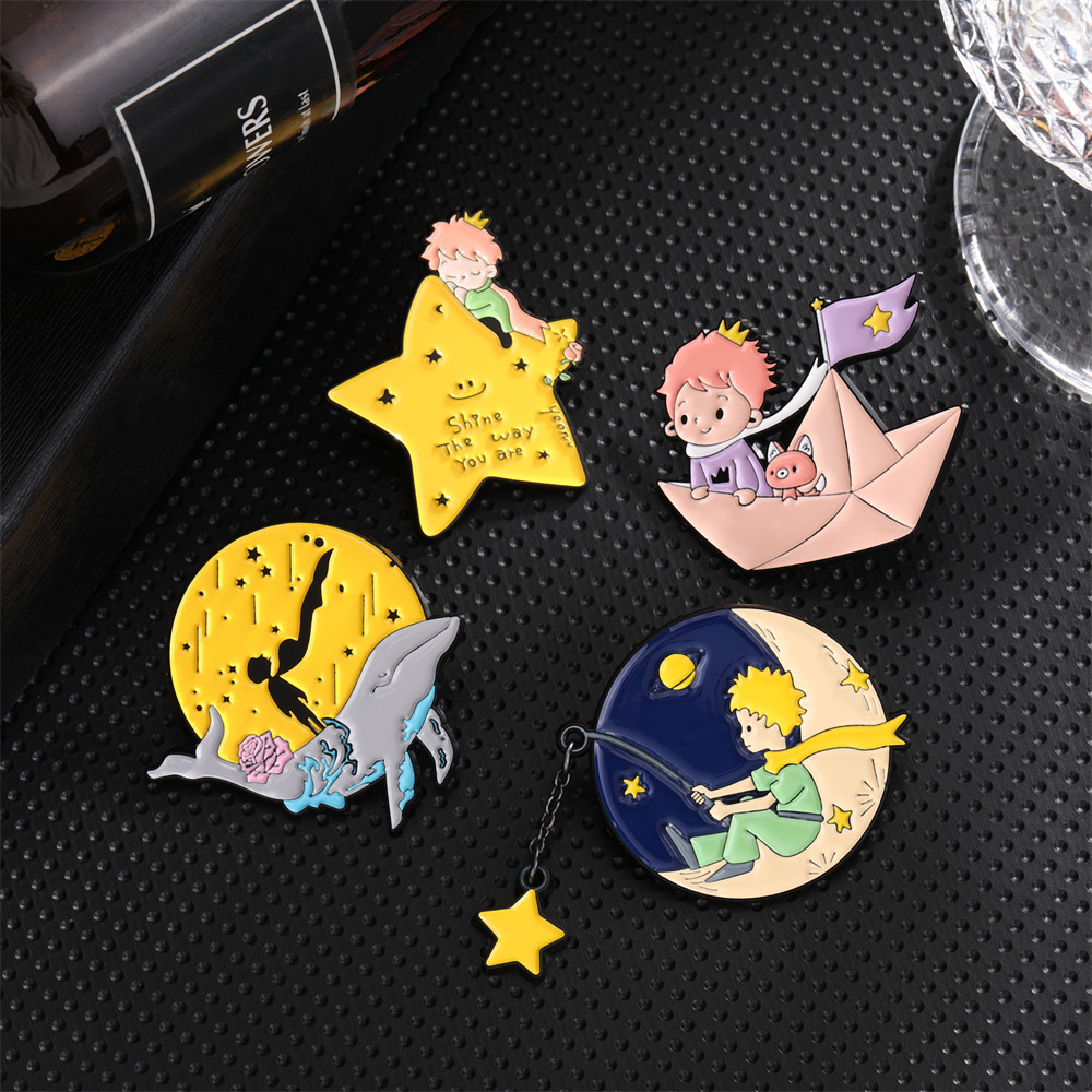 Cute Prince Fox Enamel Pins Cu - Embroidery Whale 评论和价格