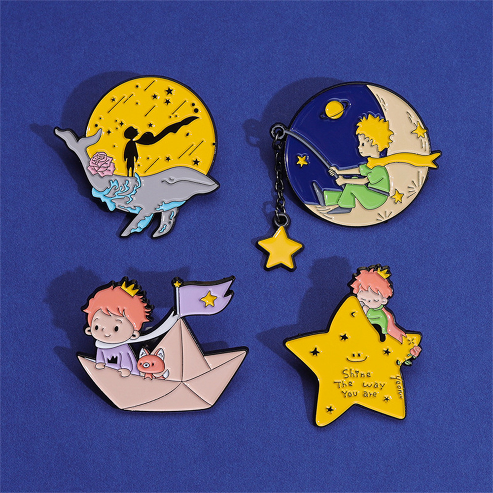 Cute Prince Fox Enamel Pins Cu - Embroidery Whale 评论和价格