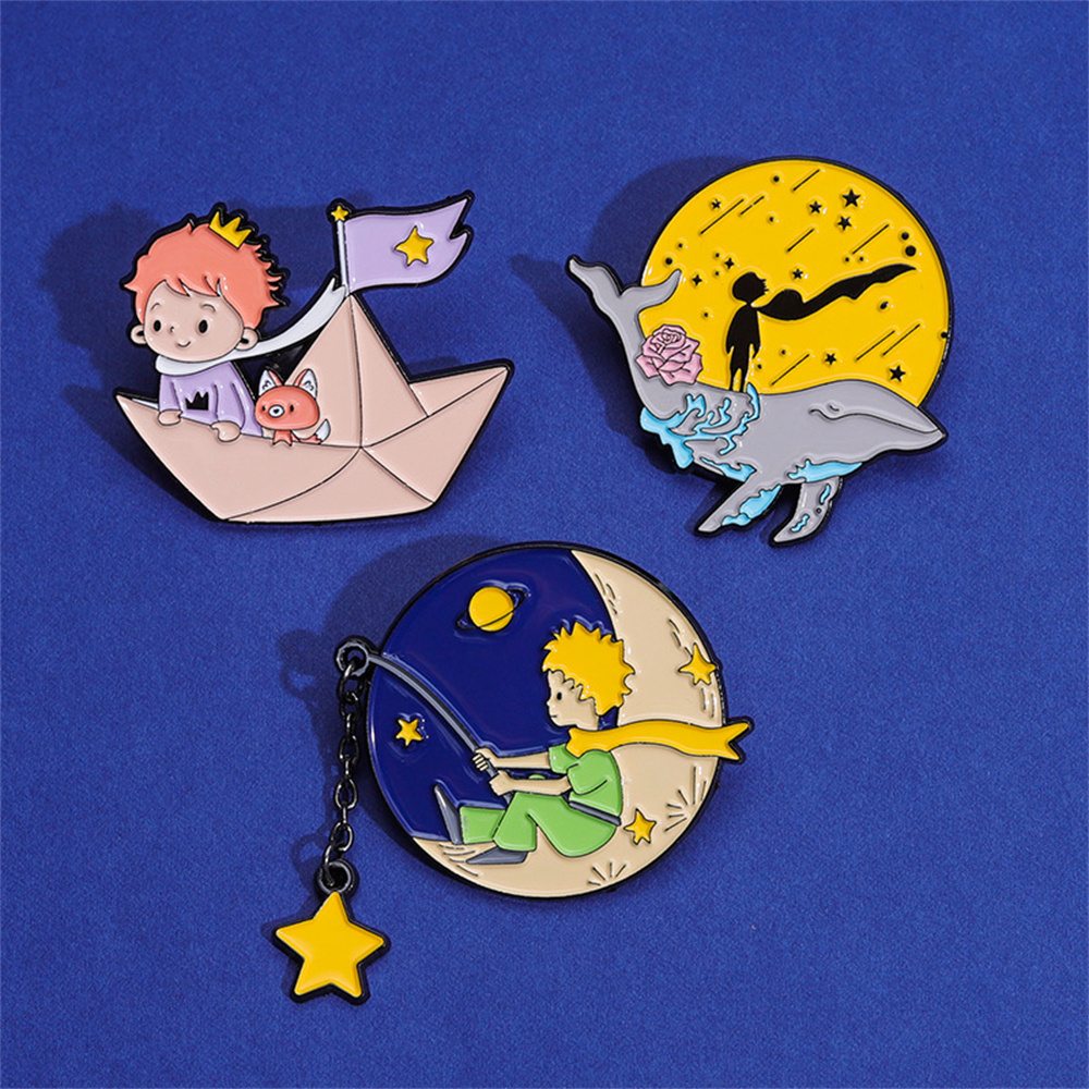 Cute Prince Fox Enamel Pins Cu - Embroidery Whale 评论和价格