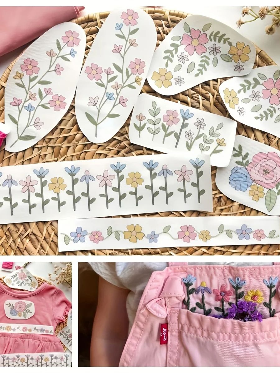 1 Set of 8pcs Colorful Graphic - Printed Embroidery Kit 评论和价格