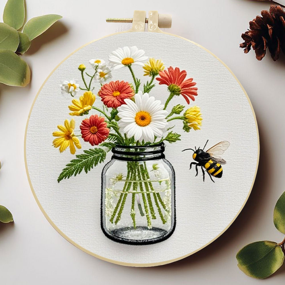 1PCS Diy Embroidery Kits Daisy - Embroidery Daisy Flower 评论和价格