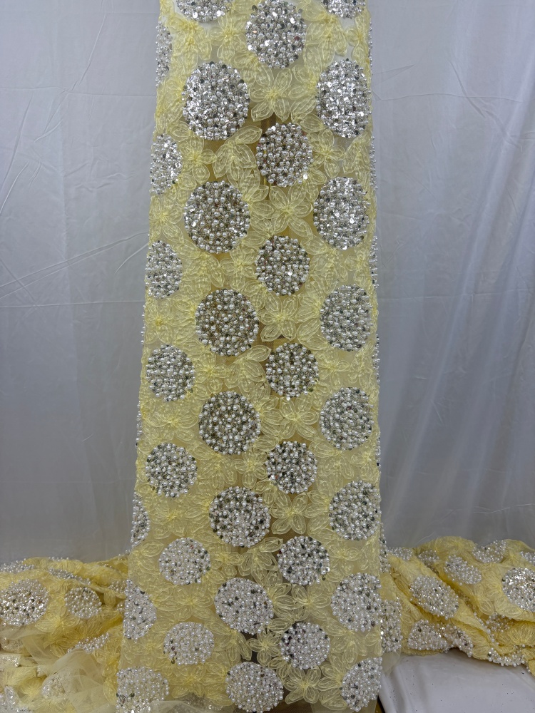 Luxury Sequins Lace Fabric Hig - Embroidery Net Fabric 评论和价格