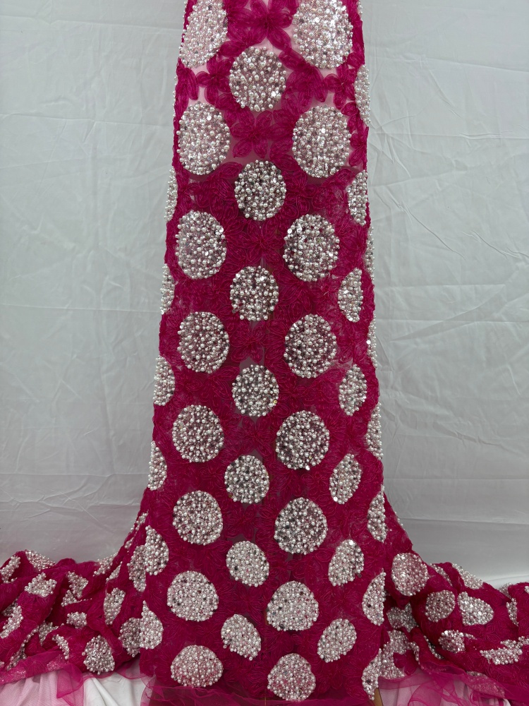 Luxury Sequins Lace Fabric Hig - Embroidery Net Fabric 评论和价格