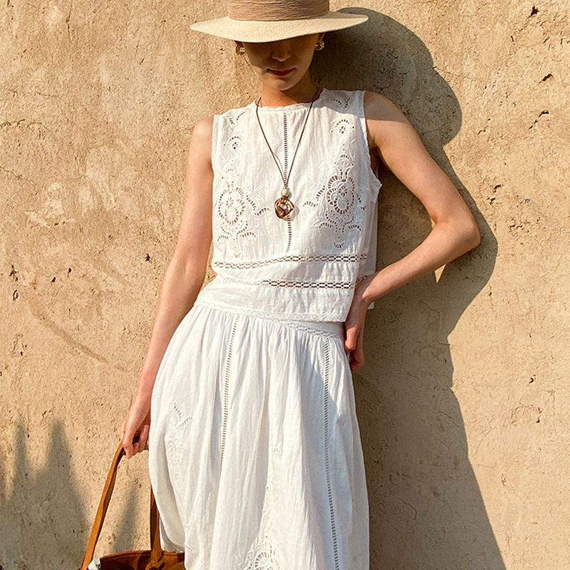 French Designer Boho White Cot - Embroidery On Shirt 评论和价格
