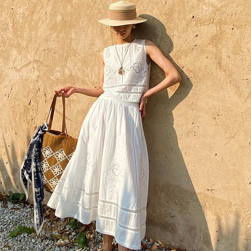 French Designer Boho White Cot - Embroidery On Shirt 评论和价格