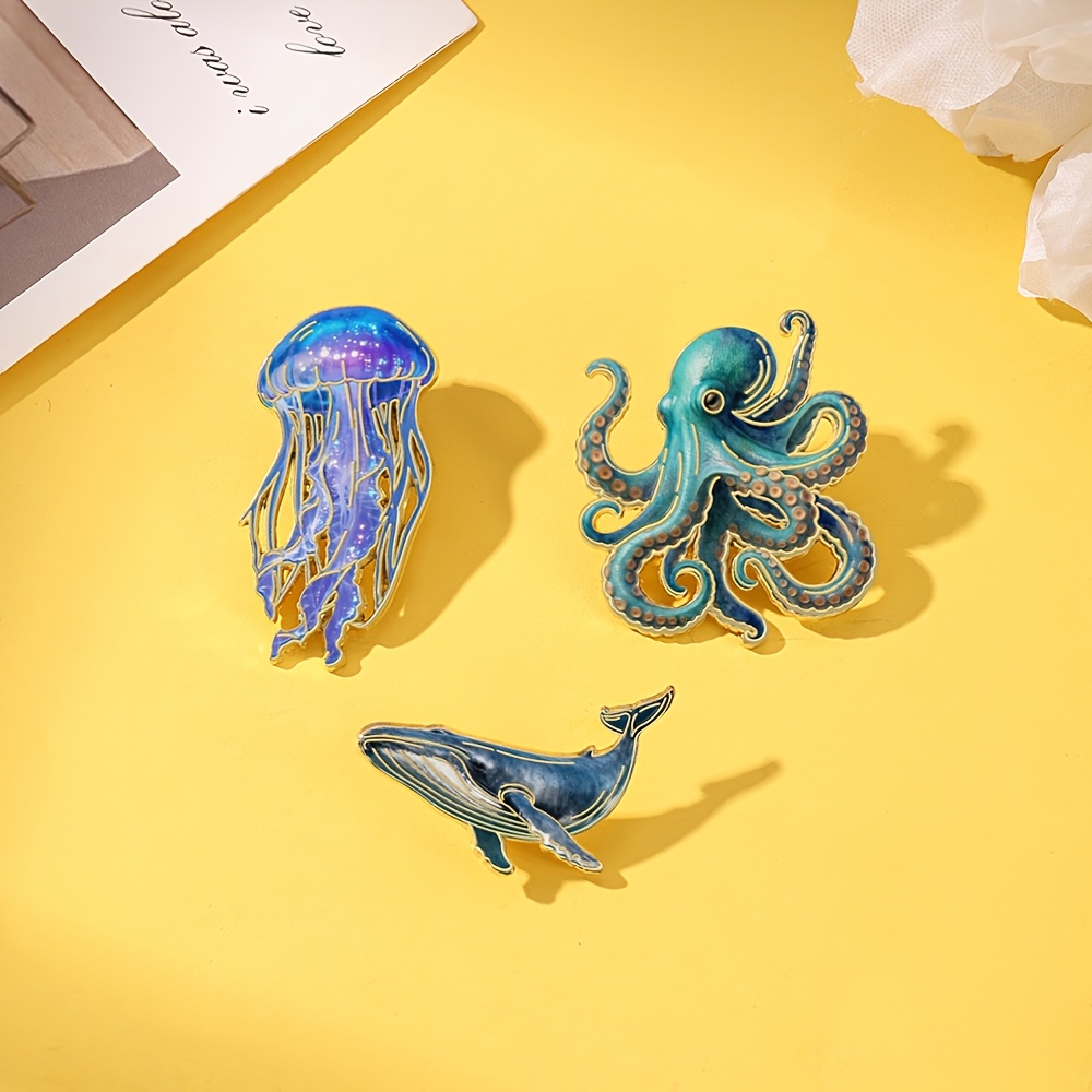 Jellyfish Octopus Whale Enamel - Embroidery Whale 评论和价格