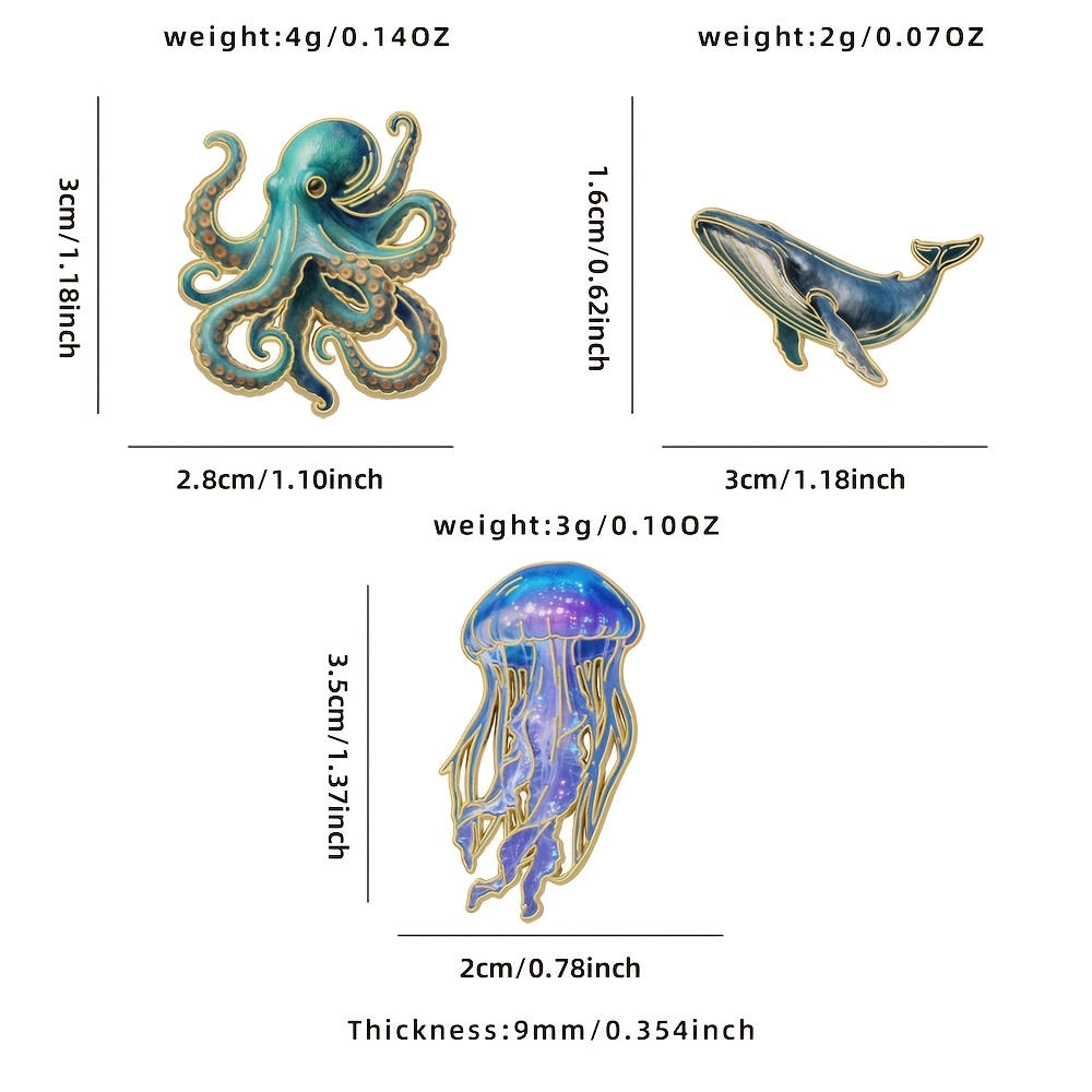 Jellyfish Octopus Whale Enamel - Embroidery Whale 评论和价格
