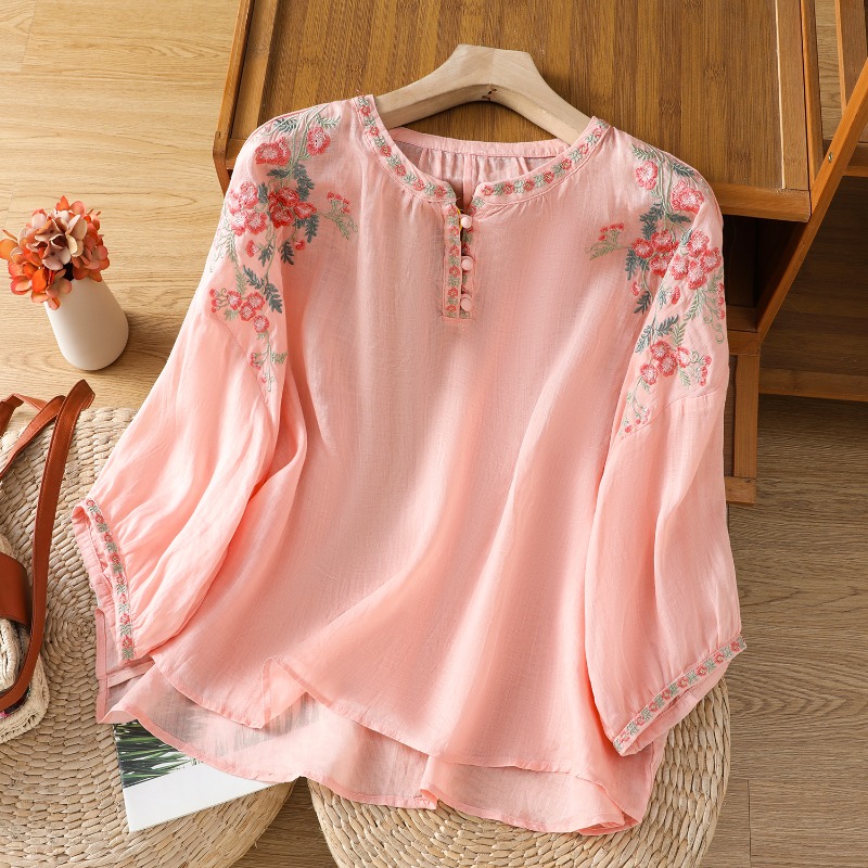 Chinese Style Women's Clothing - Embroidery On Shirt 评论和价格