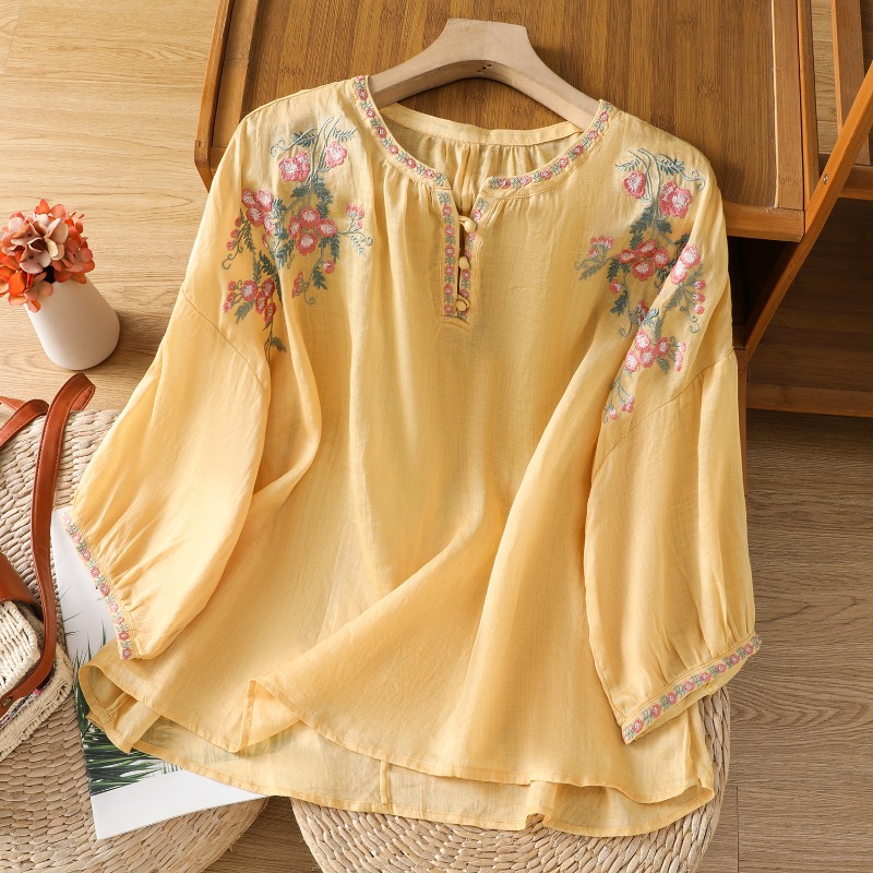Chinese Style Women's Clothing - Embroidery On Shirt 评论和价格
