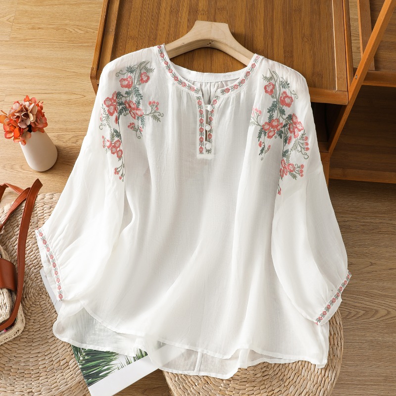 Chinese Style Women's Clothing - Embroidery On Shirt 评论和价格