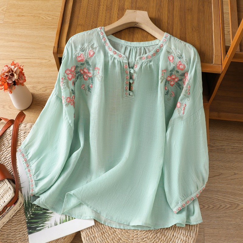 Chinese Style Women's Clothing - Embroidery On Shirt 评论和价格