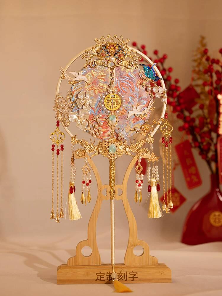 Chinese Style Bride Round Fan  - Embroidery Kit Set 评论和价格