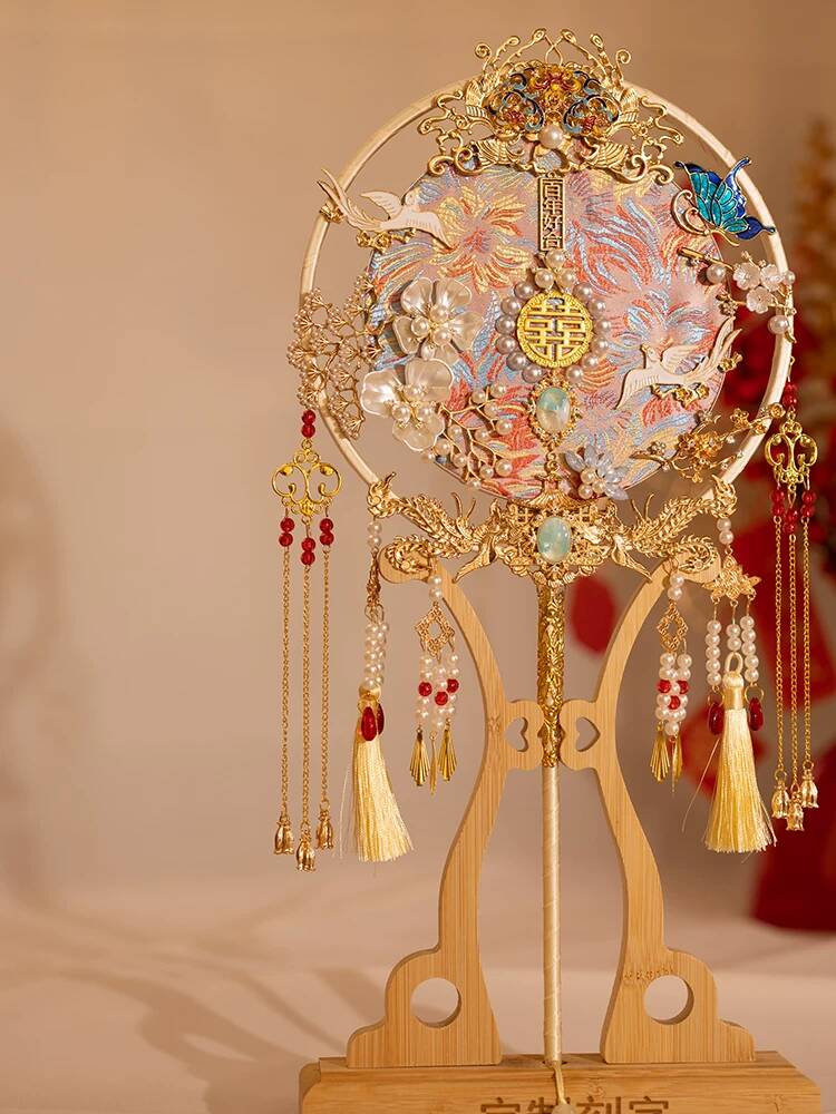Chinese Style Bride Round Fan  - Embroidery Kit Set 评论和价格