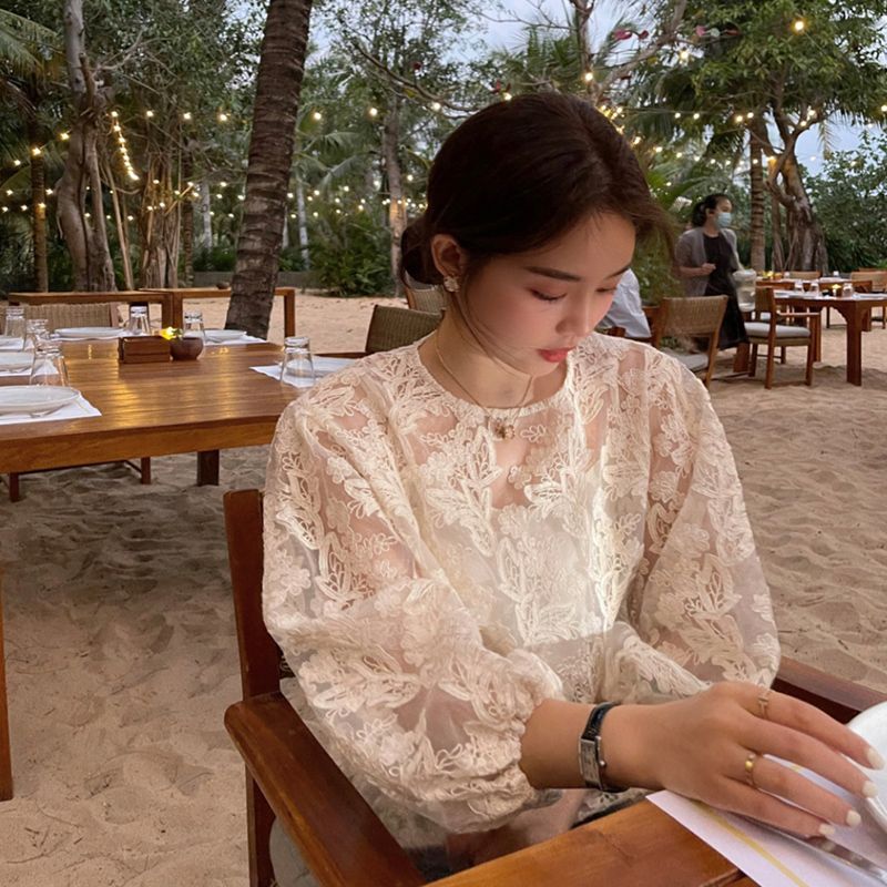 MEXZT Elegant Sheer White Shir - Embroidery On Shirt 评论和价格