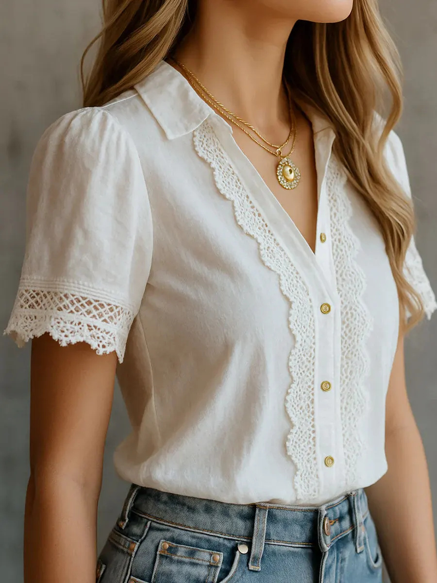 Elegant Women's Shirts Casual  - Embroidery On Shirt 评论和价格