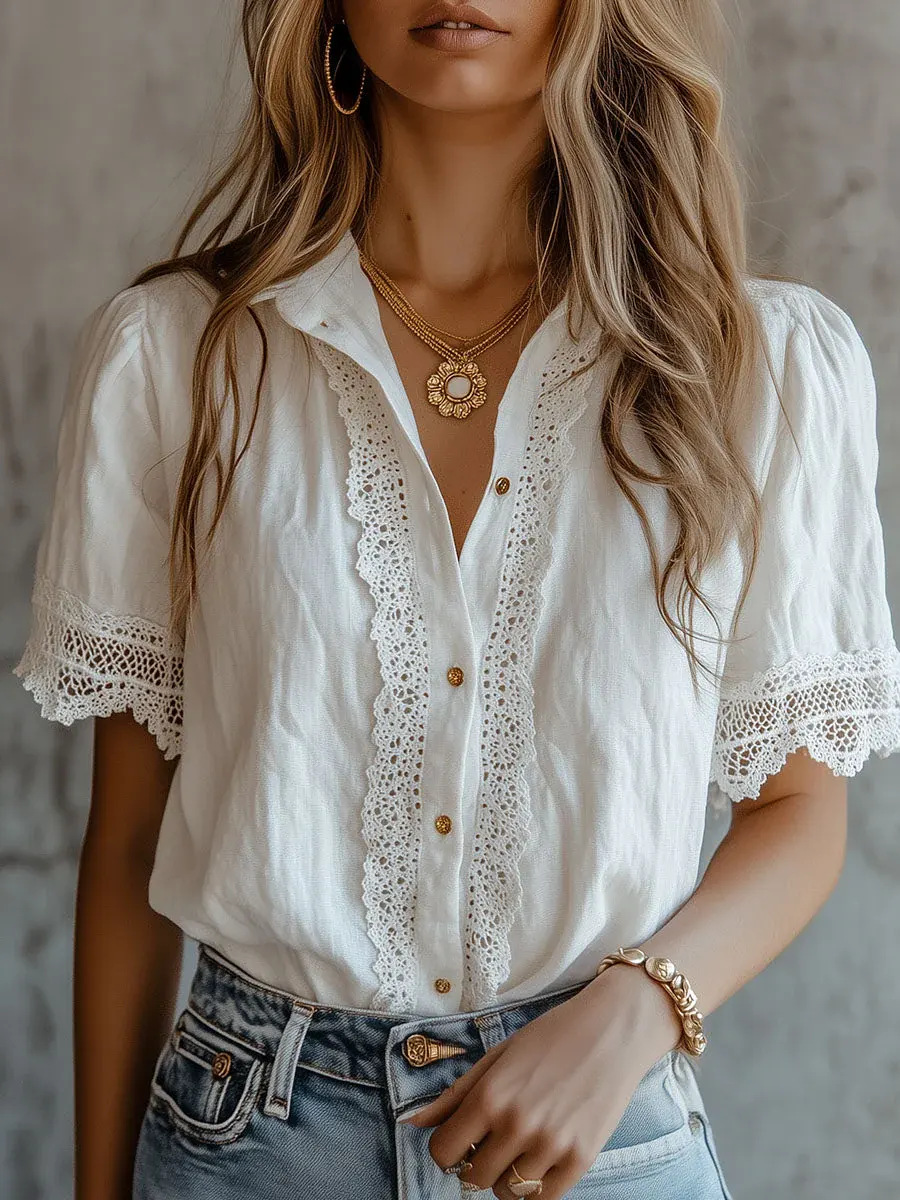 Elegant Women's Shirts Casual  - Embroidery On Shirt 评论和价格