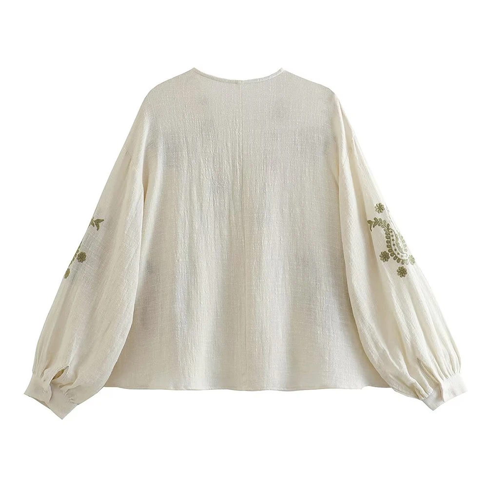 Womens New Loose Cotton Embroi - Embroidery On Shirt 评论和价格