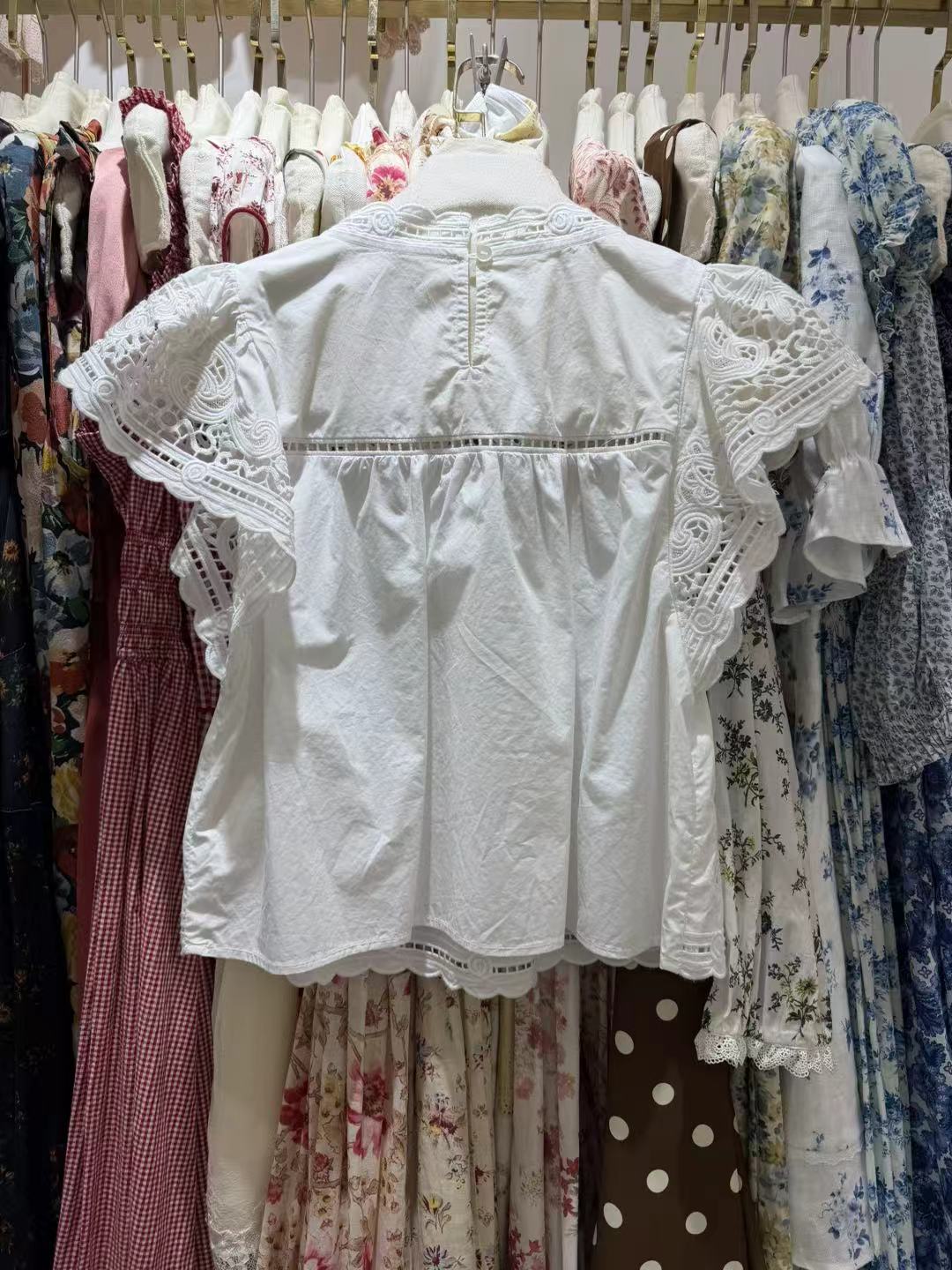 Hook Flower Hollow Women Cotto - Embroidery On Shirt 评论和价格