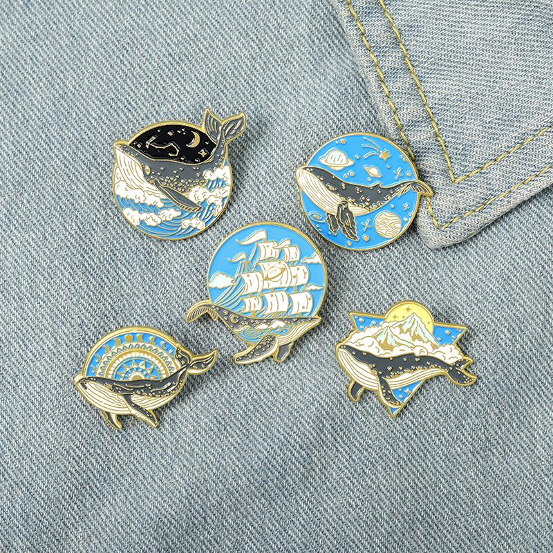 Ocean Animal Enamel Pins Whale - Embroidery Whale 评论和价格
