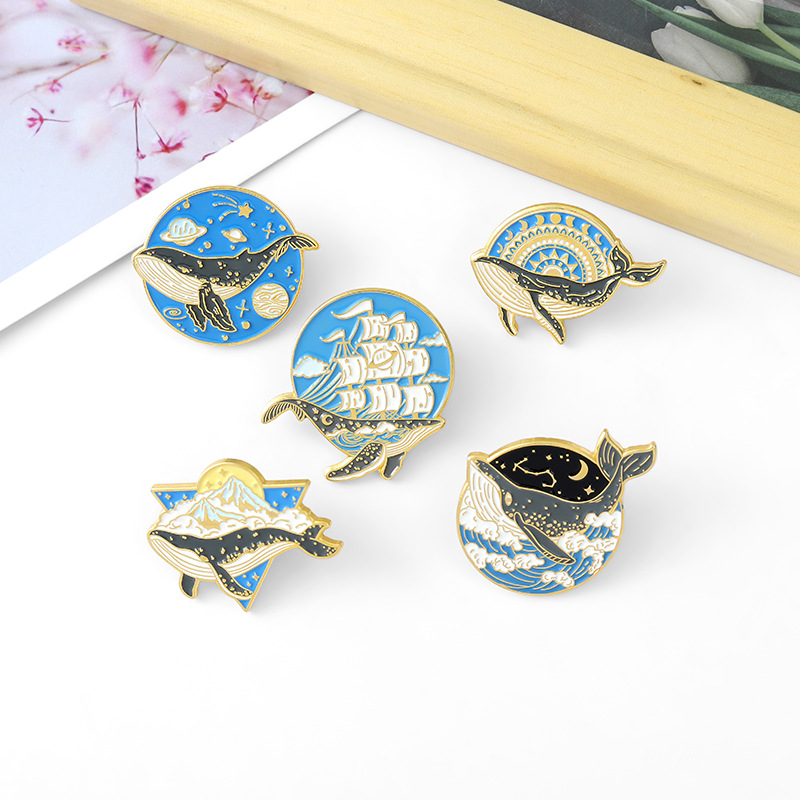 Ocean Animal Enamel Pins Whale - Embroidery Whale 评论和价格
