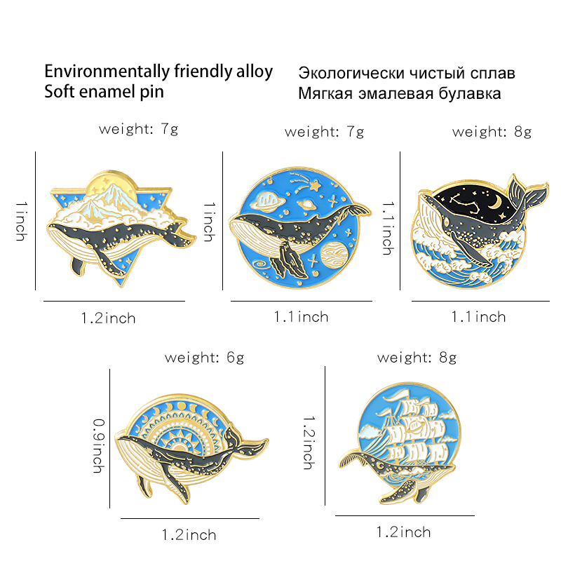 Ocean Animal Enamel Pins Whale - Embroidery Whale 评论和价格