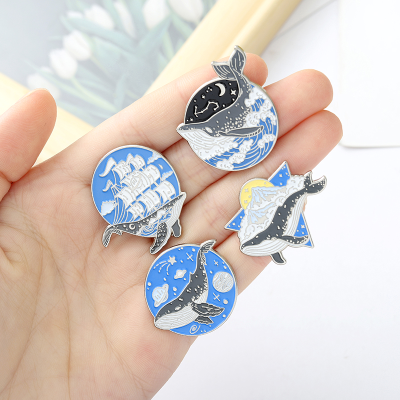 Ocean Animal Enamel Pins Whale - Embroidery Whale 评论和价格