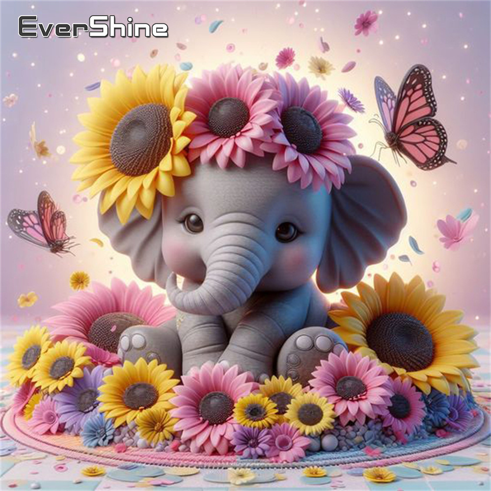 Evershine Elephant Diamond Pai - Embroidery Kit Set 评论和价格