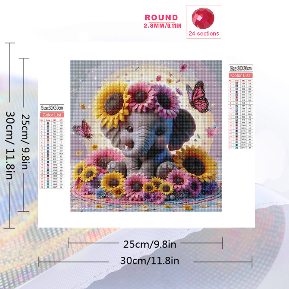 Evershine Elephant Diamond Pai - Embroidery Kit Set 评论和价格