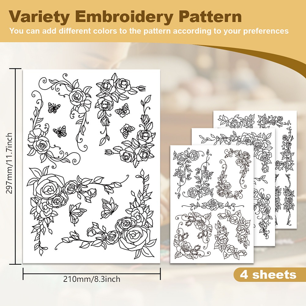38Pcs Rose Lace 4 Sheets Water - Embroidery Rose Stitch 评论和价格