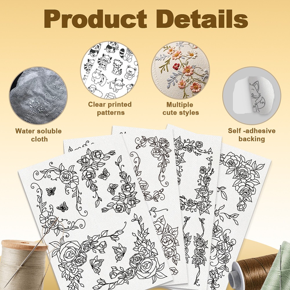 38Pcs Rose Lace 4 Sheets Water - Embroidery Rose Stitch 评论和价格