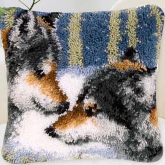 Animal Wolf Pattern Latch Hook - Printed Embroidery Kit 评论和价格