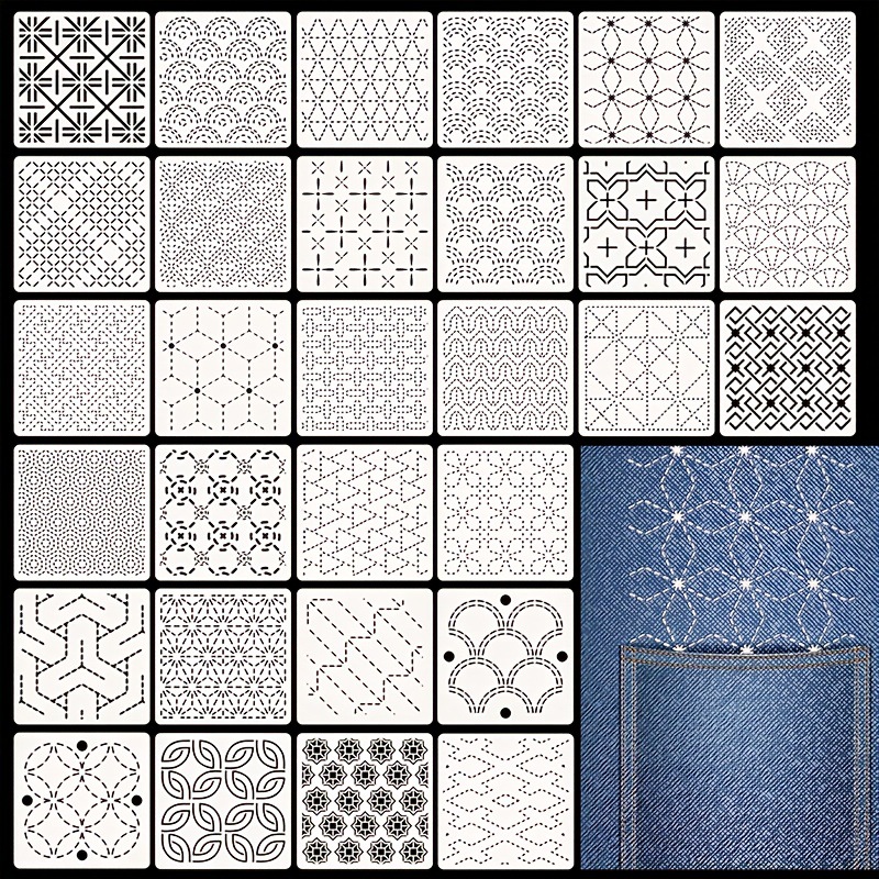30Pcs Embroidery Templates DIY - Embroidery Pattern 评论和价格