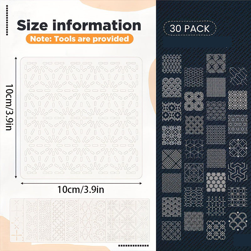 30Pcs Embroidery Templates DIY - Embroidery Pattern 评论和价格