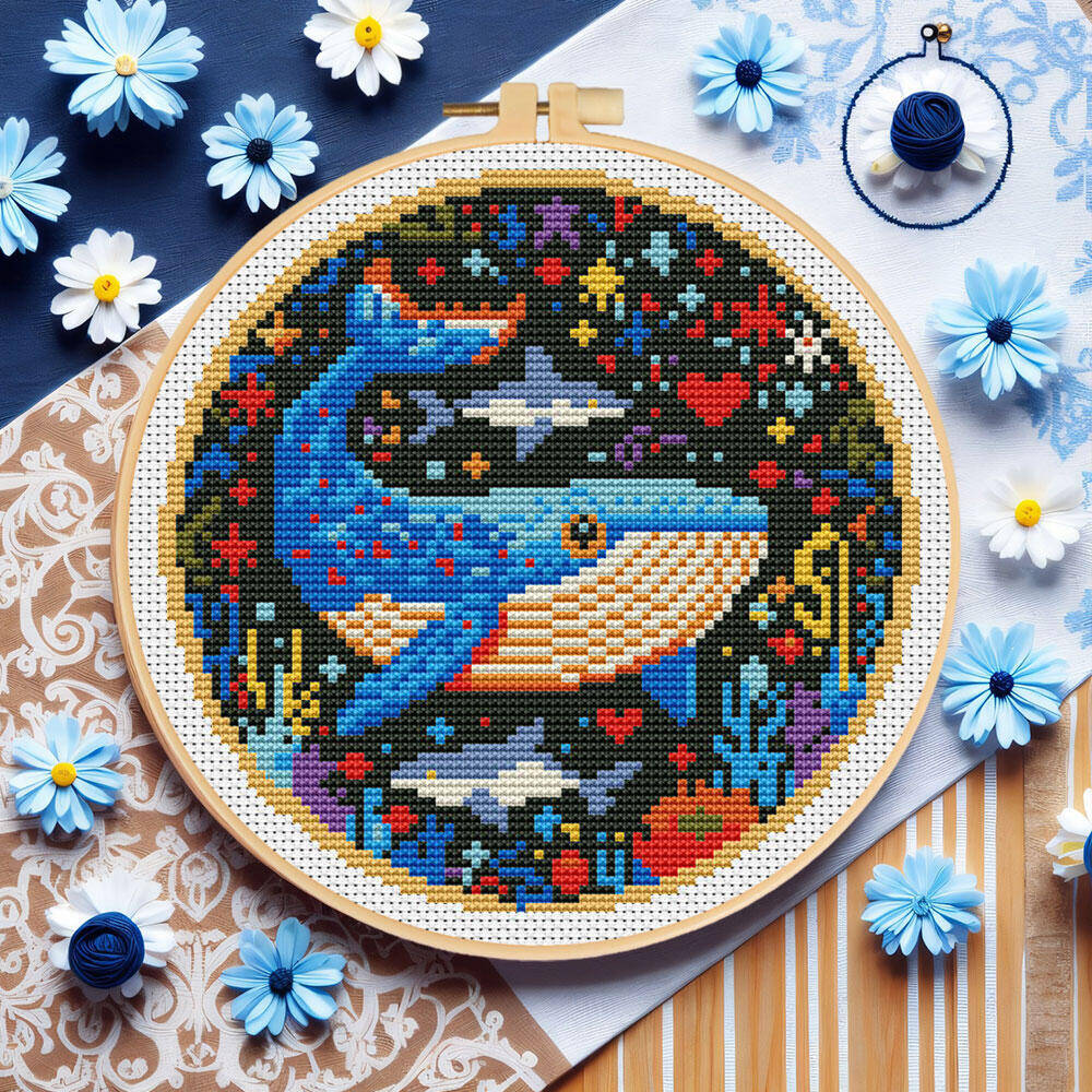 DIY Cross Stitch Whale Embroid - Embroidery Whale 评论和价格