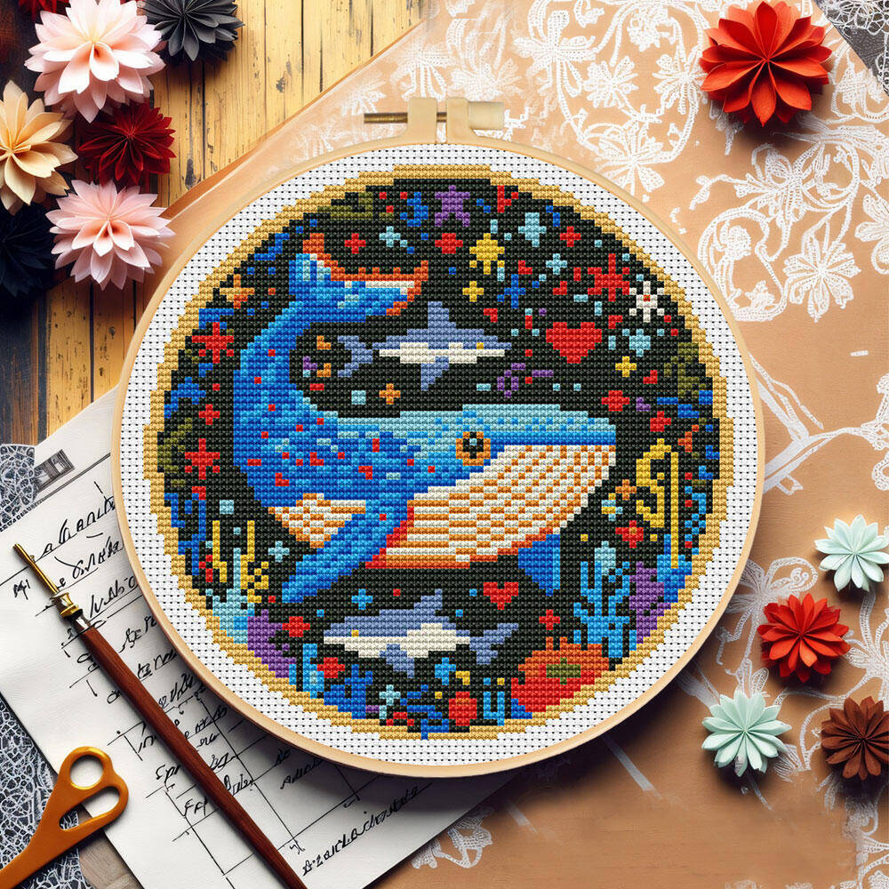 DIY Cross Stitch Whale Embroid - Embroidery Whale 评论和价格