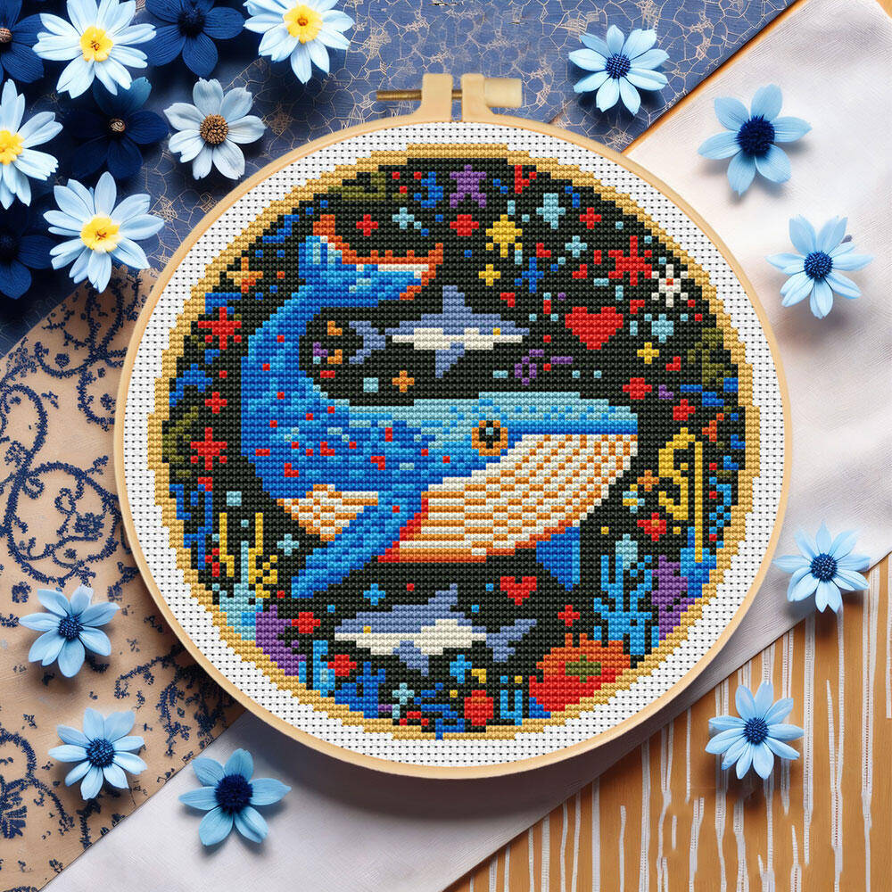 DIY Cross Stitch Whale Embroid - Embroidery Whale 评论和价格
