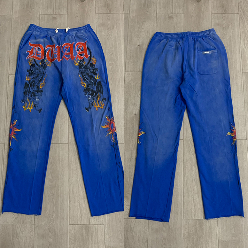 New DUAA Loose Straight Sweatp - Embroidery Font Free 评论和价格