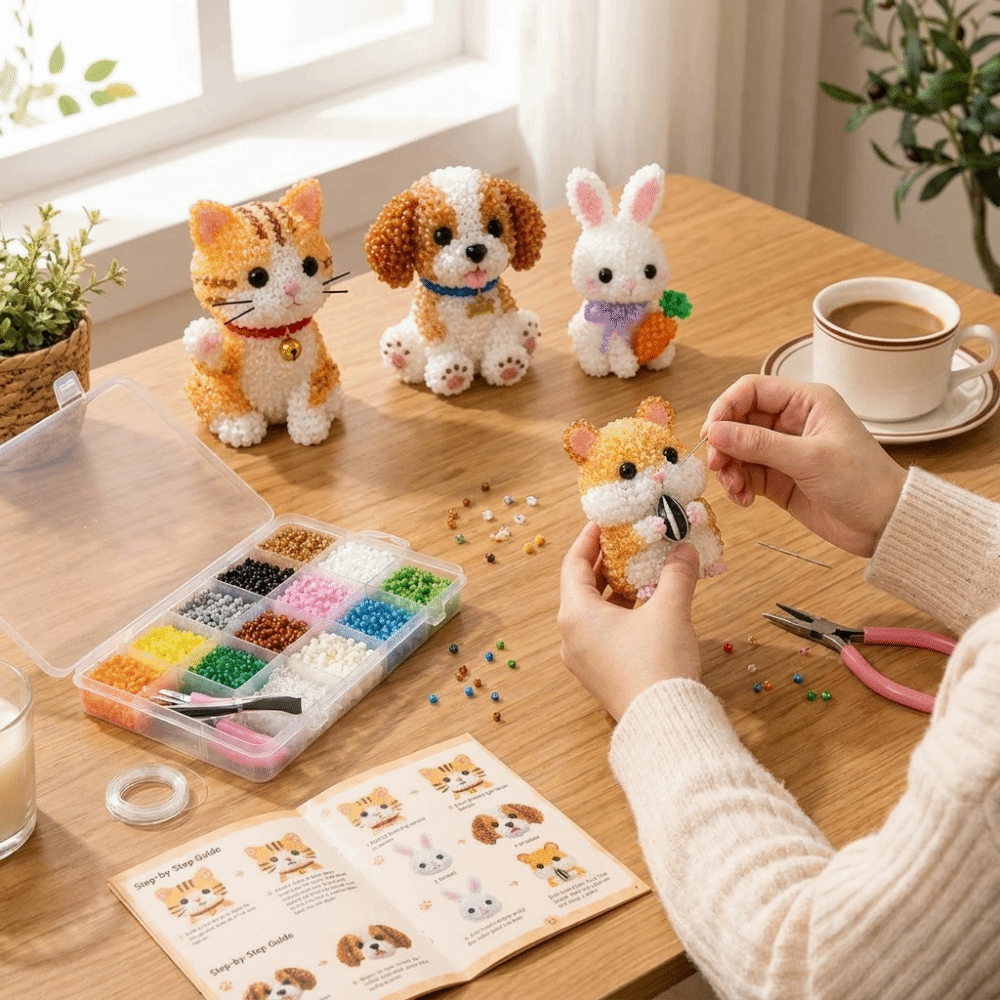 Handmade DIY Animal Bead Embro - Embroidery Kit Set 评论和价格