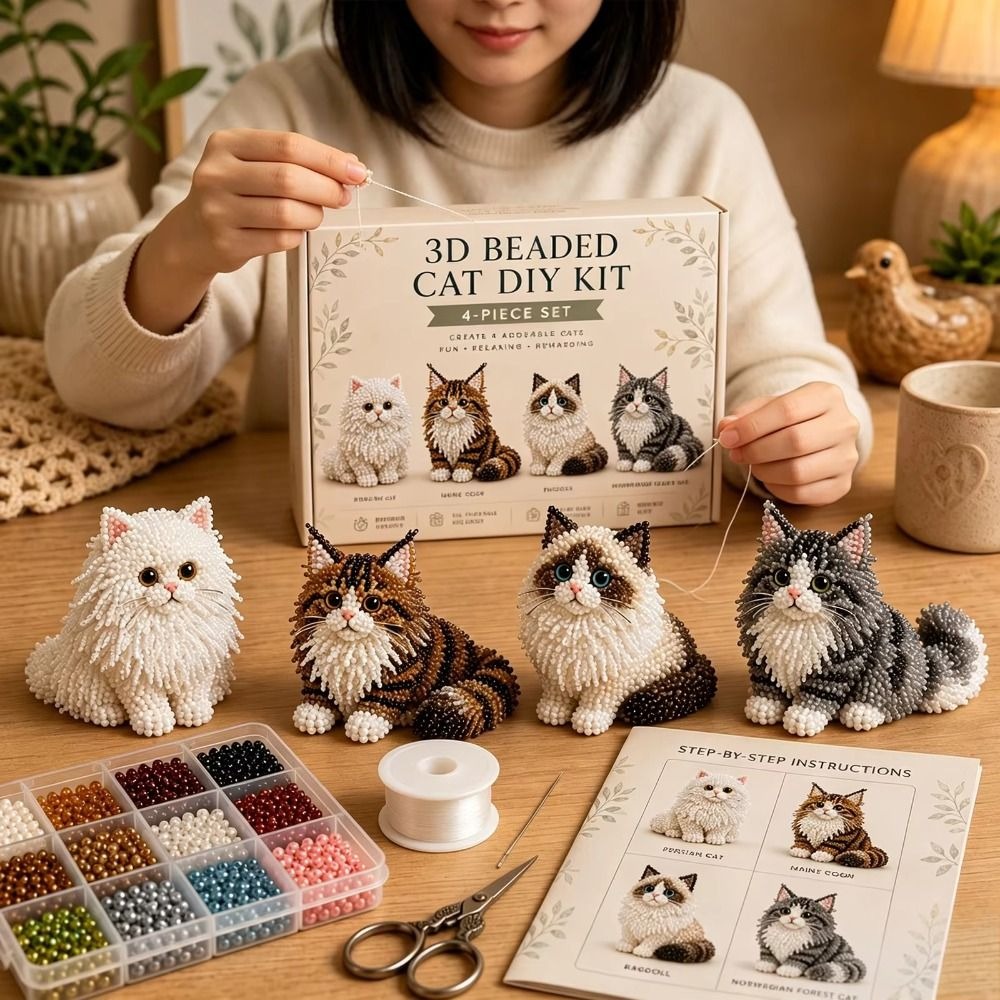 Handmade DIY Animal Bead Embro - Embroidery Kit Set 评论和价格