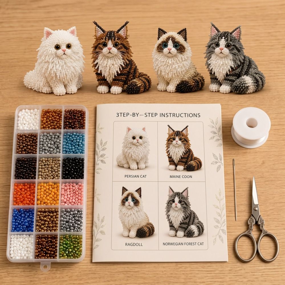 Handmade DIY Animal Bead Embro - Embroidery Kit Set 评论和价格