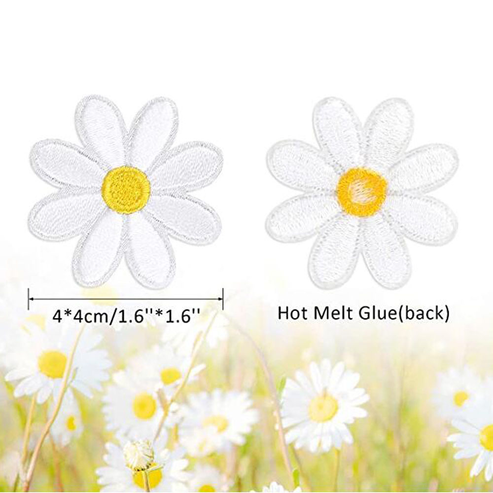 10Pcs Daisy Flower Iron On Pat - Embroidery Daisy Flower 评论和价格