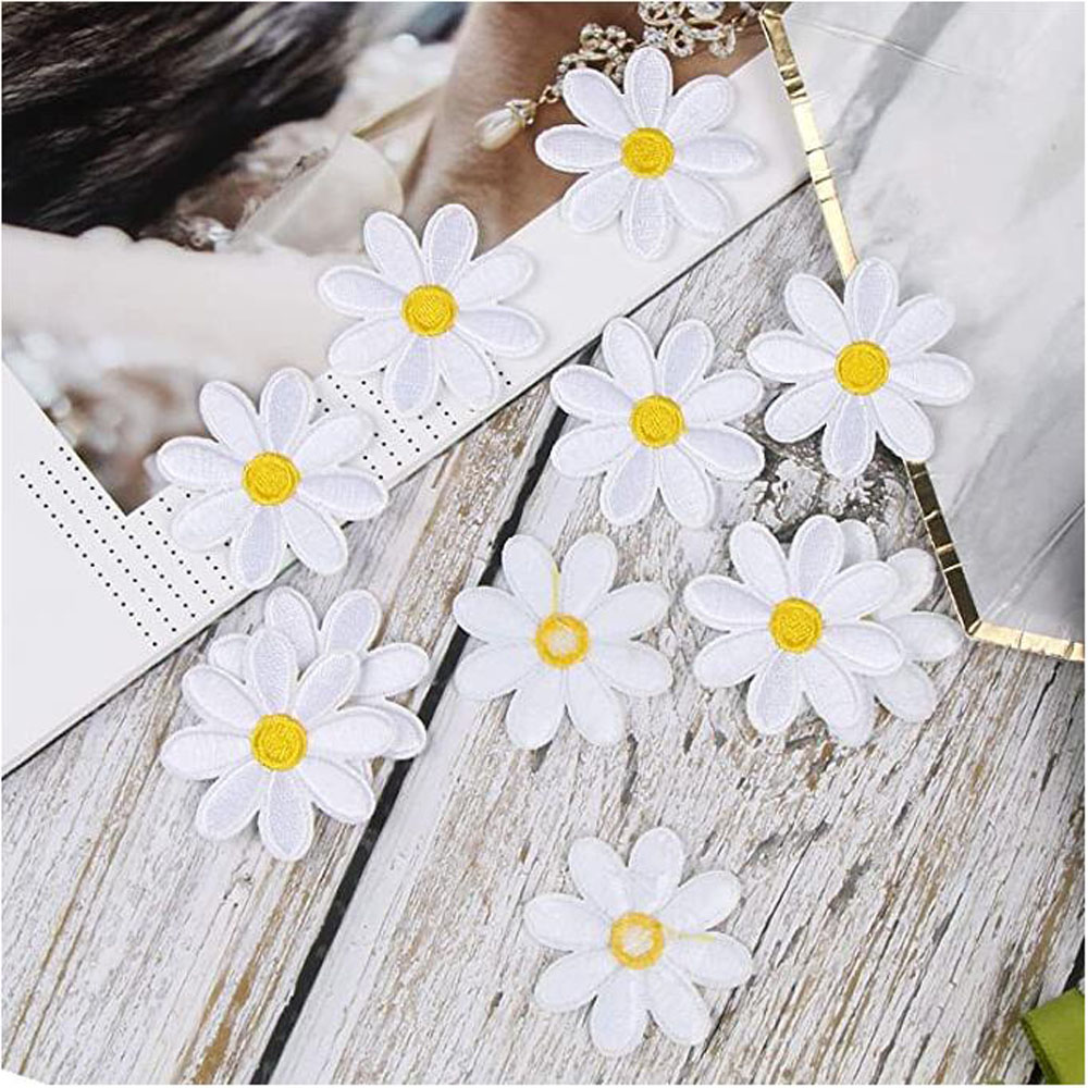 10Pcs Daisy Flower Iron On Pat - Embroidery Daisy Flower 评论和价格