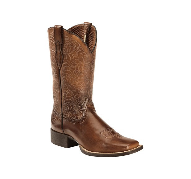 Men's Brown Leather Cowboy Boo - Embroidery Pattern 评论和价格