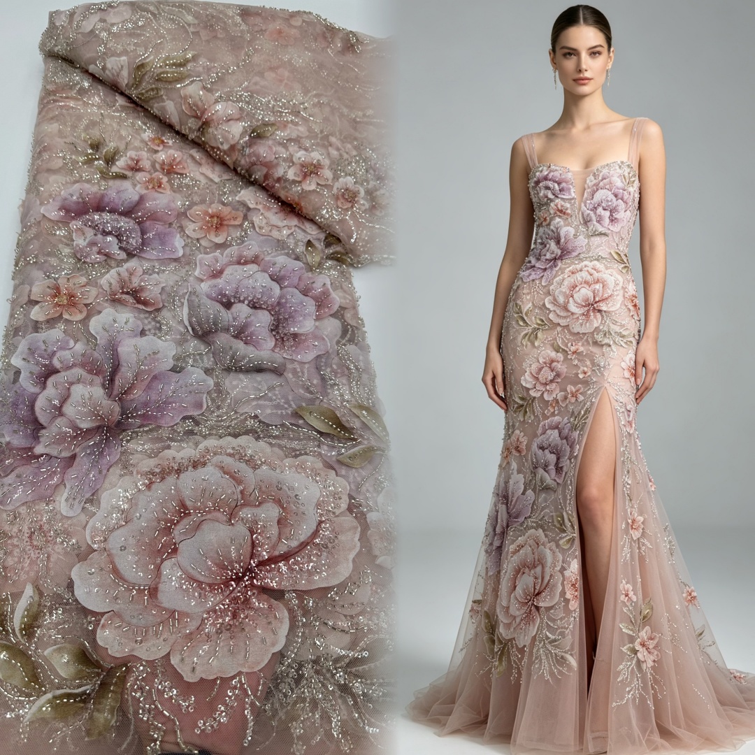 Hot Sale High Quality Sequins  - Embroidery Net Fabric 评论和价格