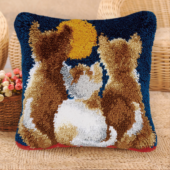 Cat Series Latch Hook Kit Mats - Printed Embroidery Kit 评论和价格